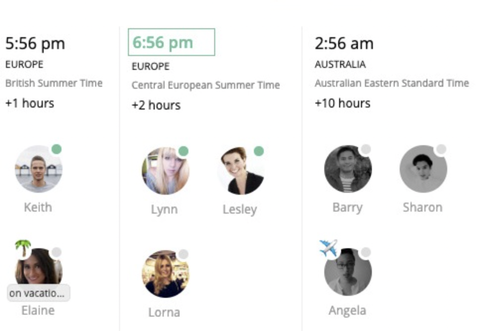 Screen shot of Team TimeZone Application. Screen shot of Team TimeZone Application. Focusing on the view feature.